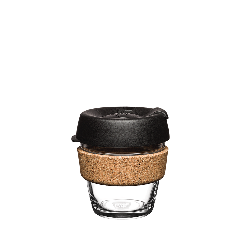 KeepCup Brew Cork XS Taza Reutilizable De Vidrio 6oz 177ml Negro