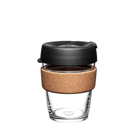 KeepCup Brew Cork M Taza Reutilizable De Vidrio 12oz 340ml Negro