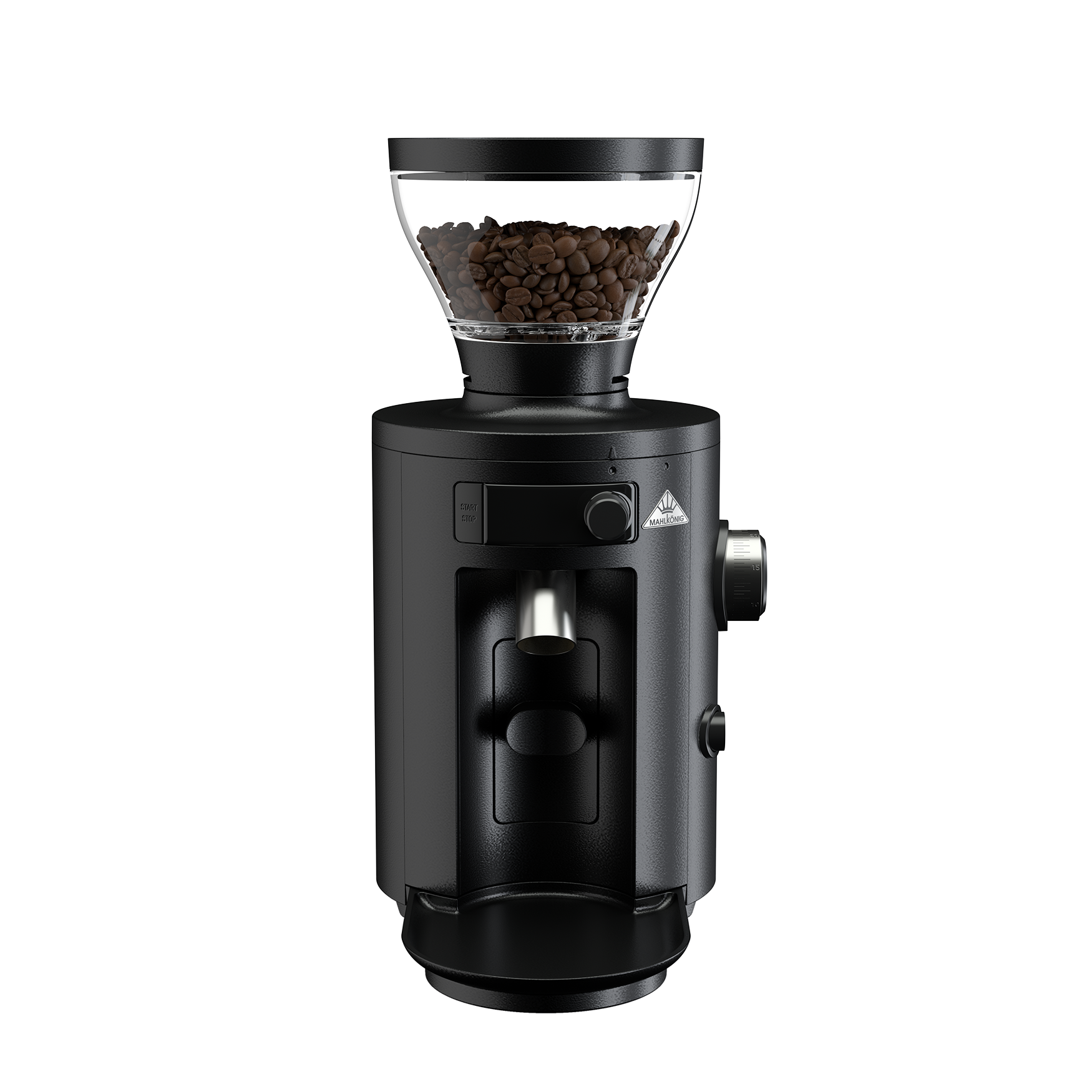 Mahlkönig X54 Allround, molino de café eléctrico negro con salida de molido y botón START/STOP, vista frontal
