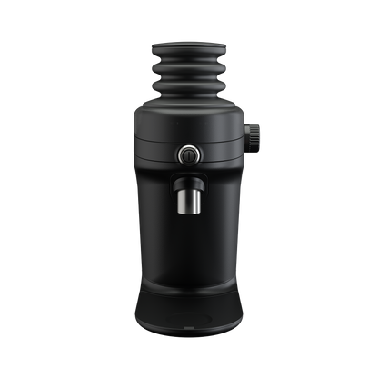 Mahlkönig X64 SD negro con bellow (fuelle) para purgar residuos, vista frontal