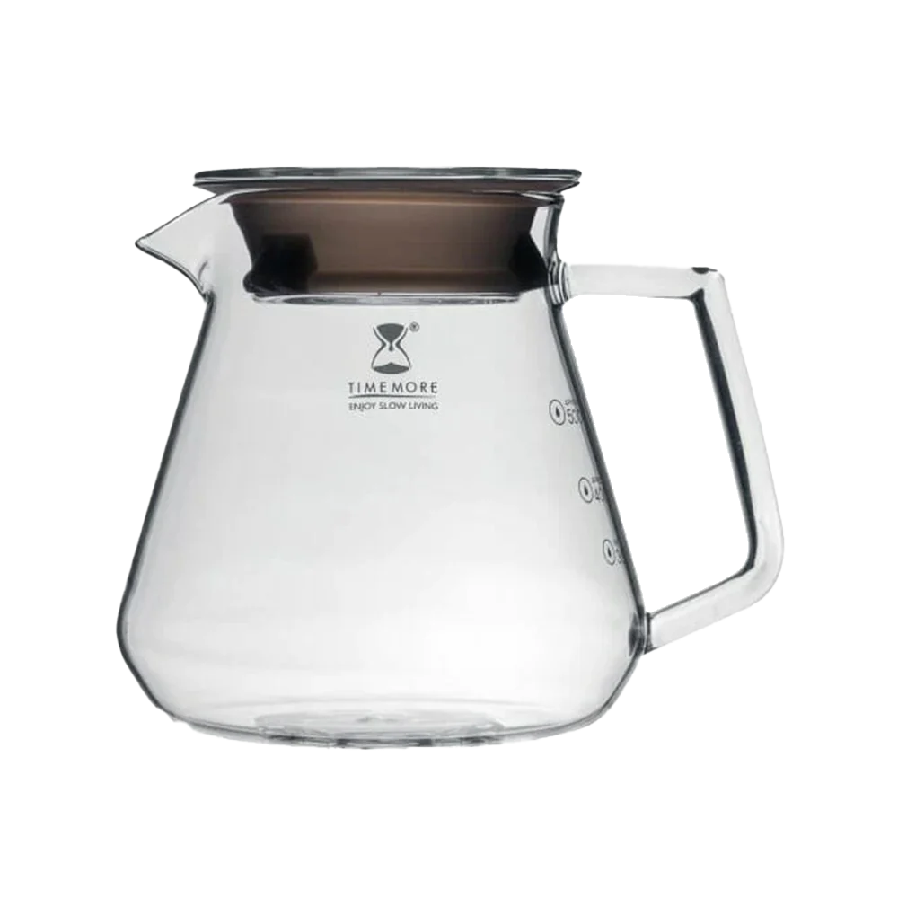 TIMEMORE Coffee Server 600 ml, jarra de vidrio transparente con tapa