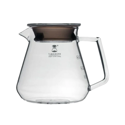 TIMEMORE Coffee Server 600 ml, jarra de vidrio transparente con tapa