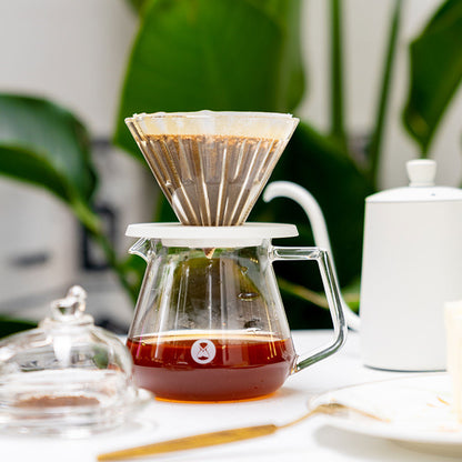 TIMEMORE Coffee Server 600 ml con dripper y café recién filtrado
