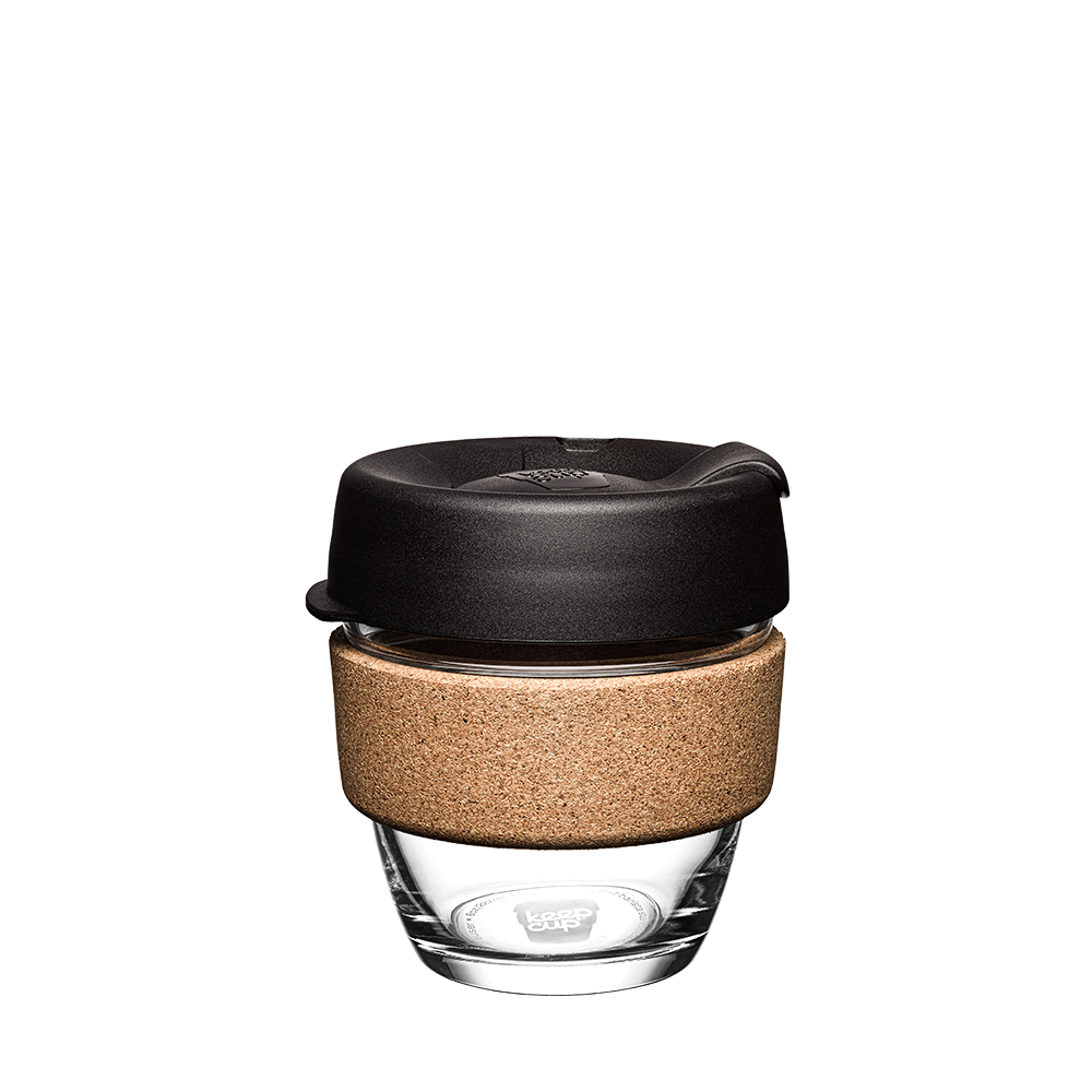KeepCup Brew Cork S Taza Reutilizable De Vidrio 8oz 227ml Negro