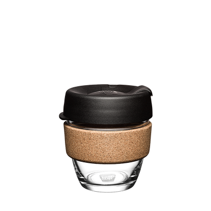 KeepCup Brew Cork S Taza Reutilizable De Vidrio 8oz 227ml Negro